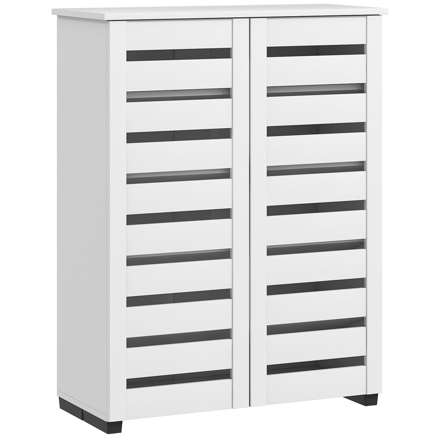 Photo of HOMCOM Narrow Shoe Cabinet for Entryway, 5-Tier Slim Shoe Storage Cabinet with 2 Slatted Doors and Adjustable Shelves in Shelves colour on a white background