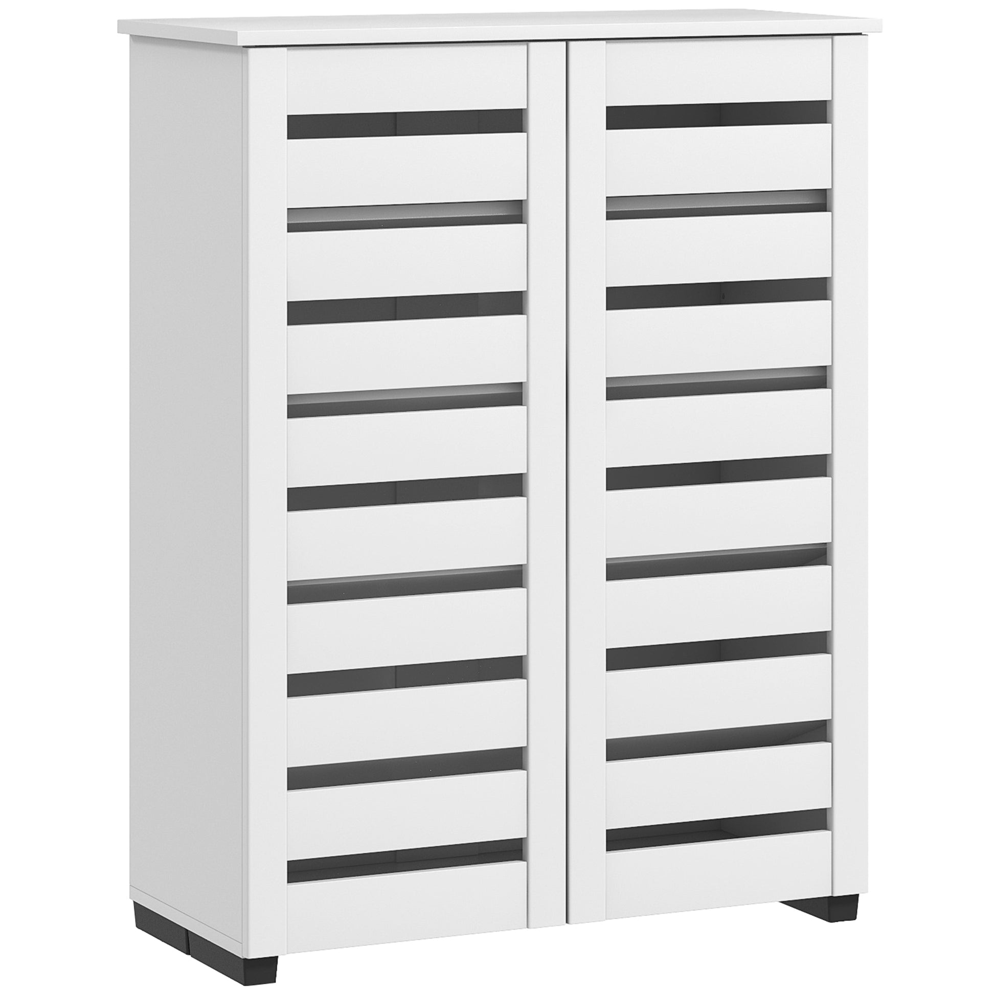 Photo of HOMCOM Narrow Shoe Cabinet for Entryway, 5-Tier Slim Shoe Storage Cabinet with 2 Slatted Doors and Adjustable Shelves in Shelves colour on a white background