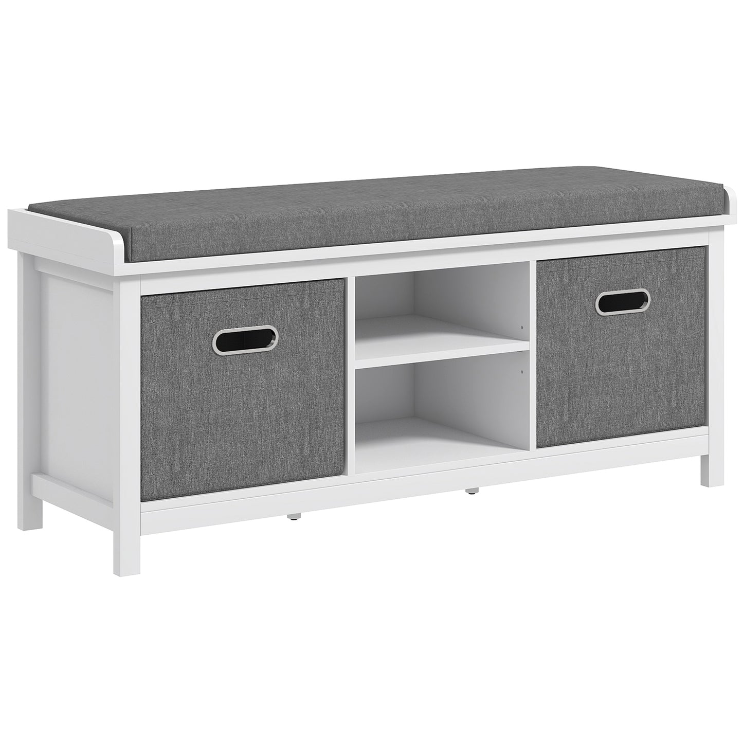 Photo of HOMCOM Shoe Storage Bench, with Cushion Seat - White/Grey in White/Grey colour on a white background