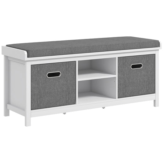 Photo of HOMCOM Shoe Storage Bench, with Cushion Seat - White/Grey in White/Grey colour on a white background