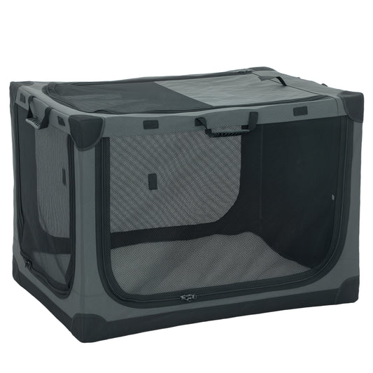 Photo of PawHut Soft Dog Crate Pet Travel Crate 90 x 64 x 64 cm with Removable Pad Mesh Window Army Green in Green colour on a white background