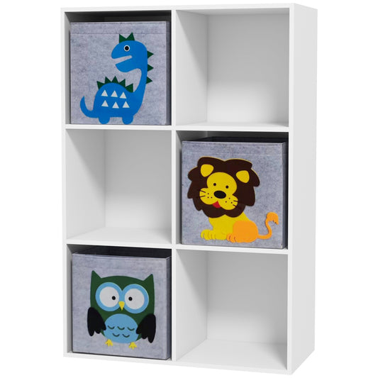 Photo of ZONEKIZ Kids Toy Box with Three Non-Woven Fabric Drawers, 61.8 x 29.9 x 91.5cm - White in White colour on a white background