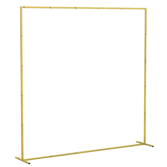 Photo of Outsunny Wedding Arch Backdrop Stand, Square Metal Arch Frame with U-shaped Stakes, Gold Wedding Arch, 6.6 FT in FT colour on a white background