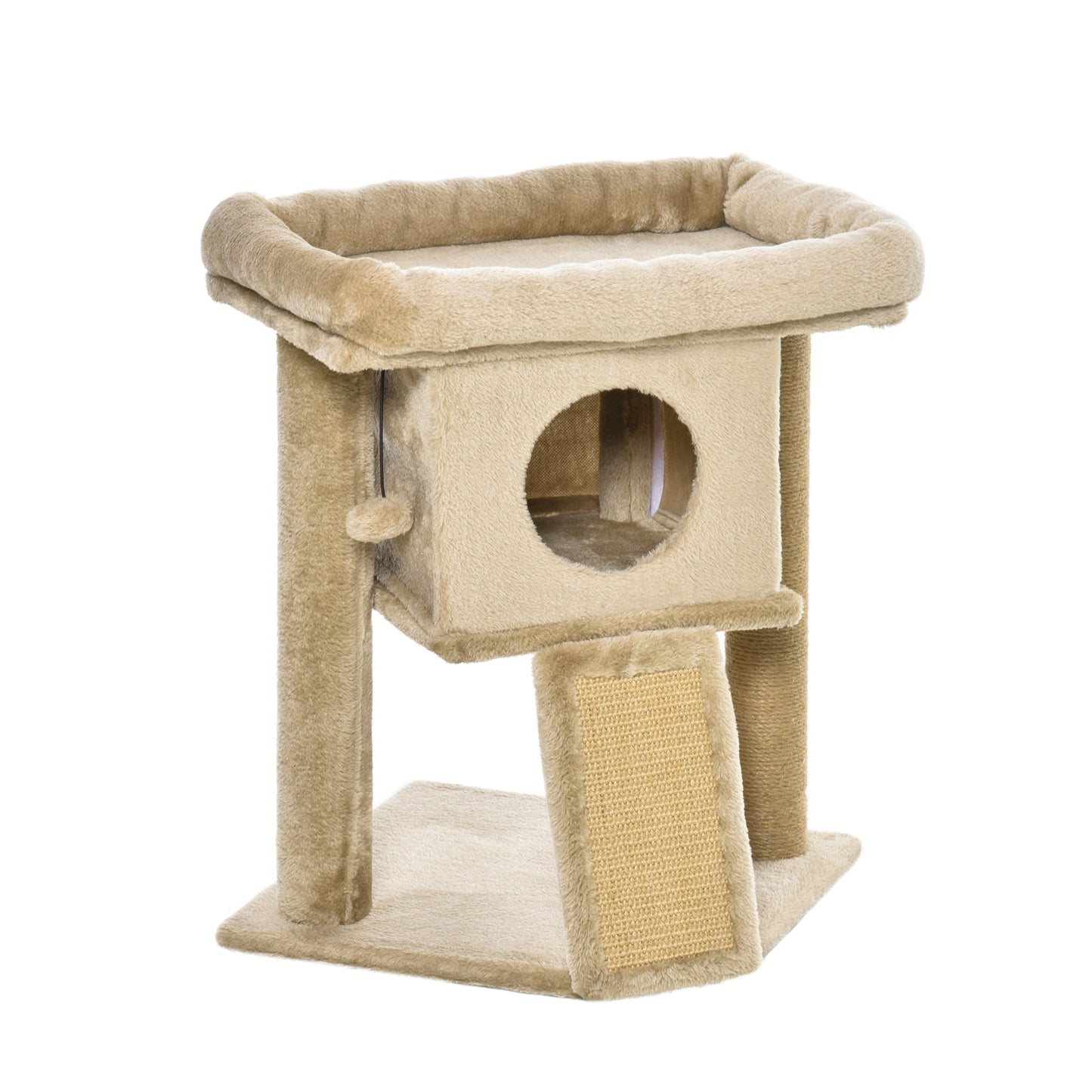 Photo of PawHut Cat Tree Tower for Indoor Cats Cat Scratching Post Climbing Activity Centre w/Jute Scratching Pad, Toy Ball, Cat House - Coffee in Coffee colour on a white background