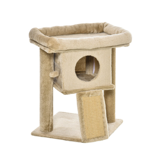 Photo of PawHut Cat Tree Tower for Indoor Cats Cat Scratching Post Climbing Activity Centre w/Jute Scratching Pad, Toy Ball, Cat House - Coffee in Coffee colour on a white background