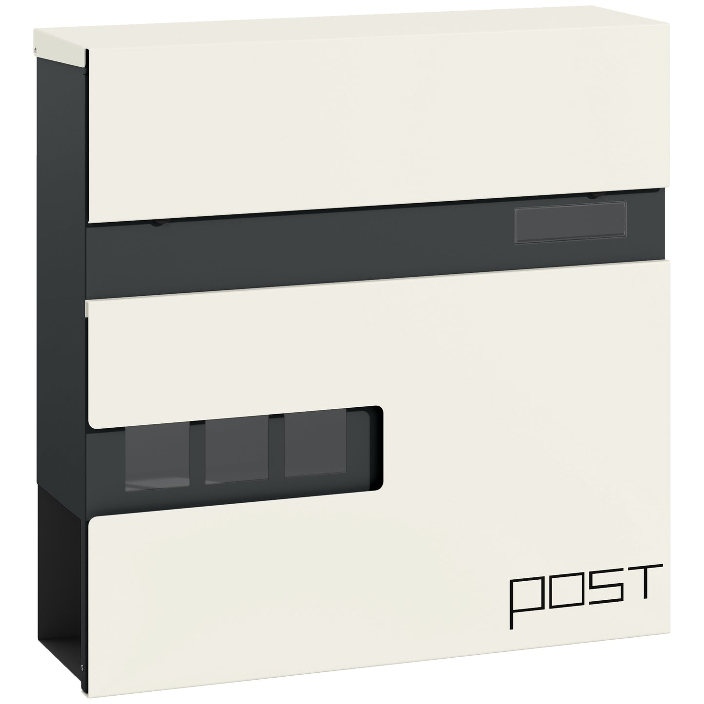 Photo of HOMCOM Locking Galvanised Steel Letterbox - White/Black in White/Black colour on a white background