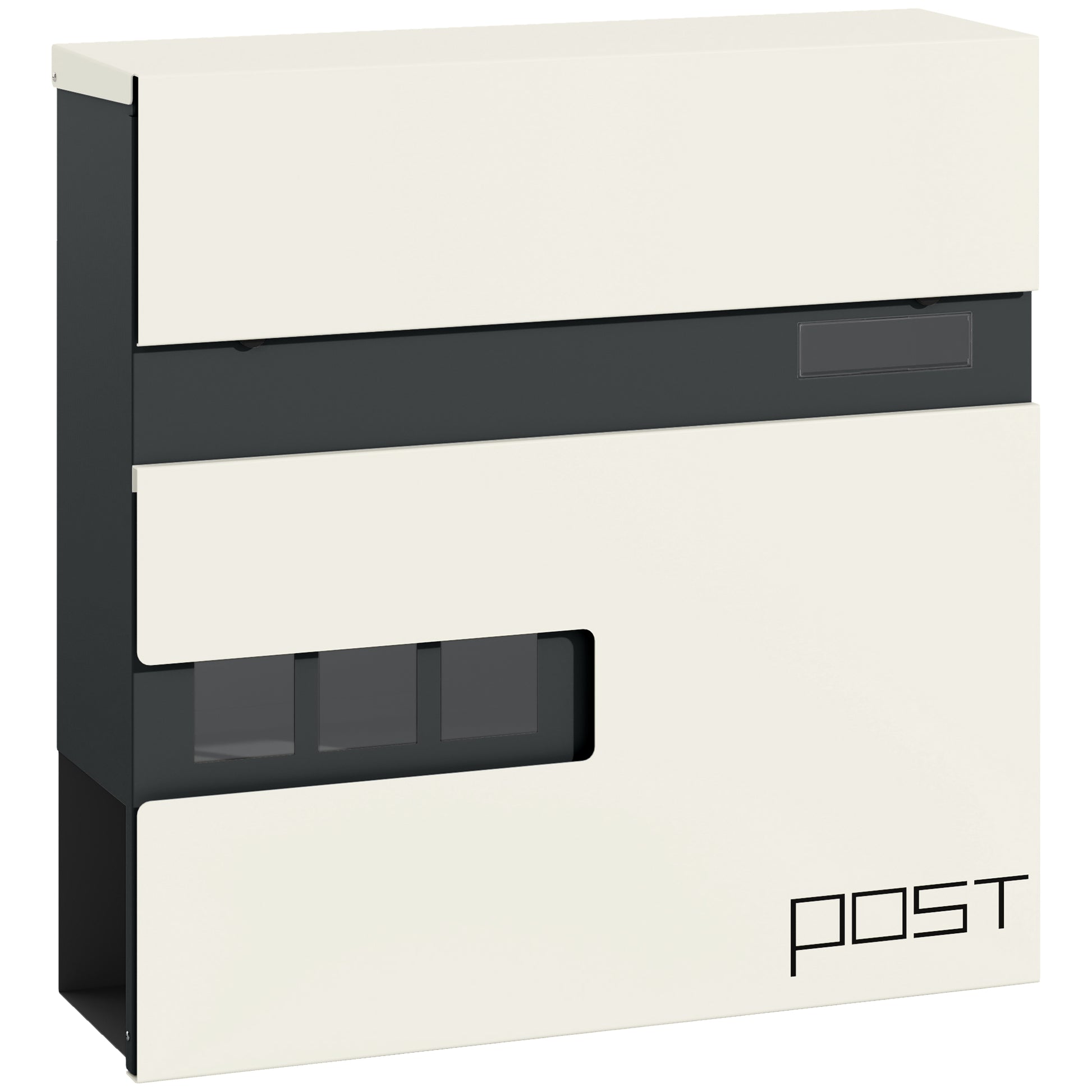 Photo of HOMCOM Locking Galvanised Steel Letterbox - White/Black in White/Black colour on a white background
