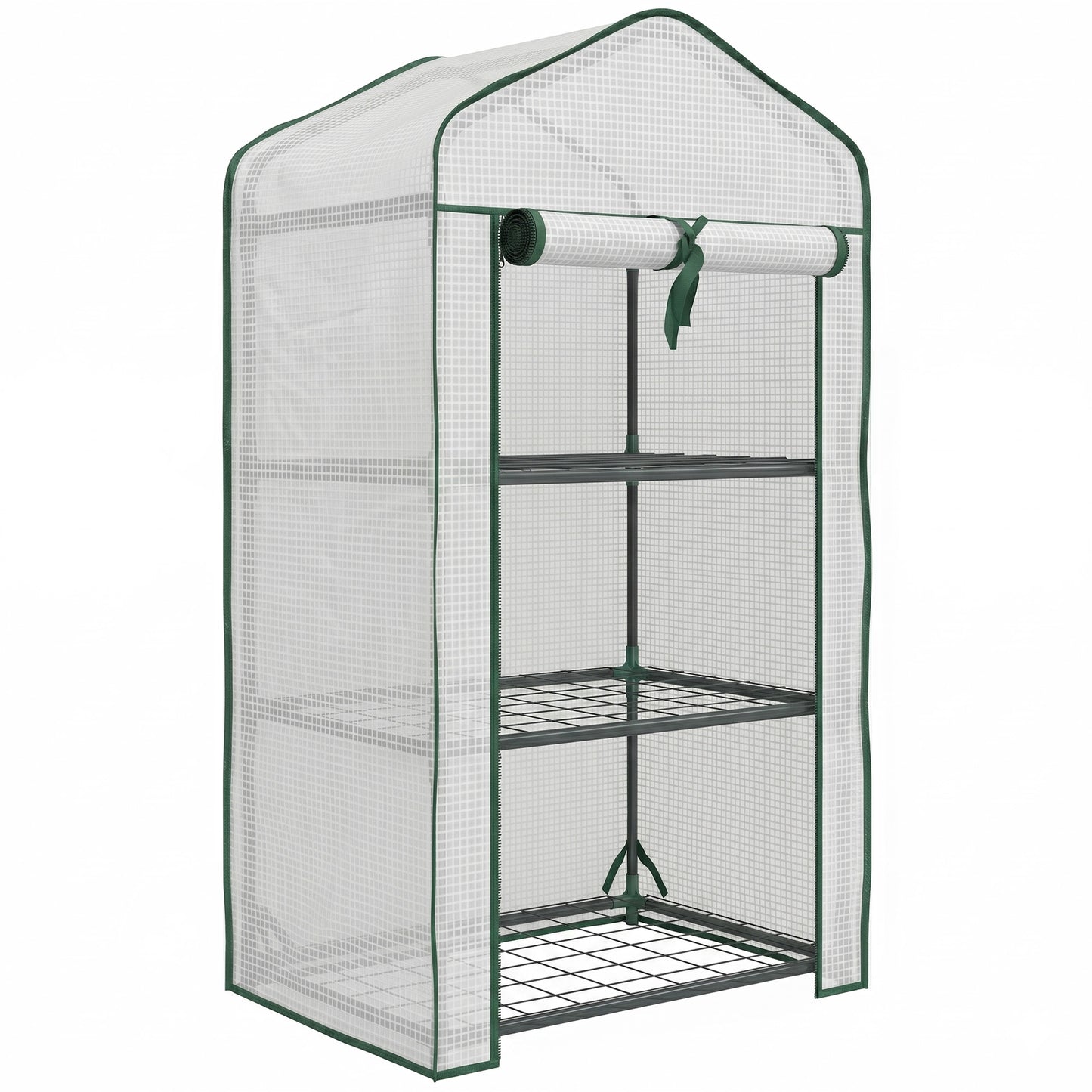 Photo of Outsunny Three-Tier Mini Greenhouse - White in White colour on a white background