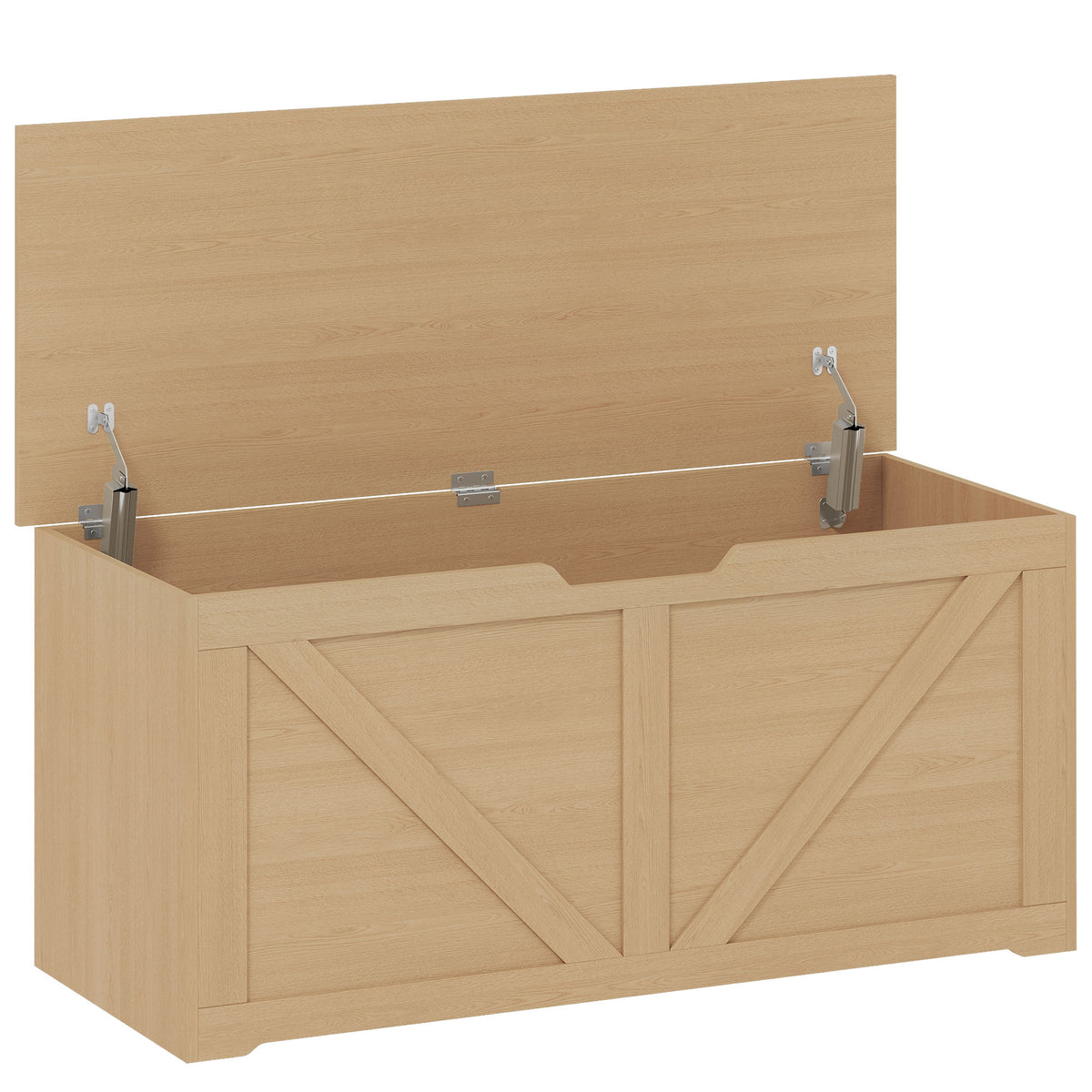 Photo of HOMCOM 127L Home Storage Box, with Safety Hinges - Nature Wood Finish in Finish colour on a white background