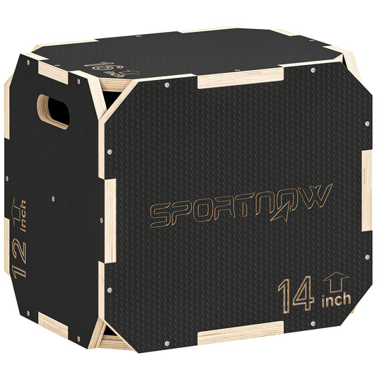 Photo of SPORTNOW Non-Slip Plyo Box, Corner-free Wooden Jump Box, 31 x 36 x 41 cm in cm colour on a white background