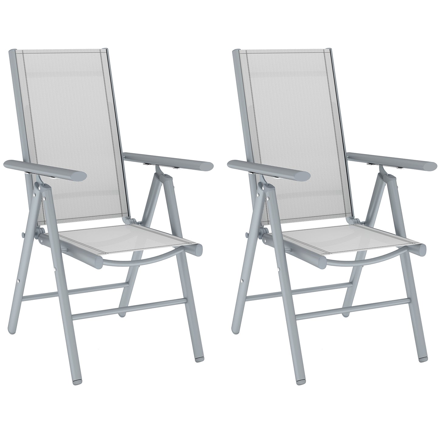 Photo of Outsunny Set of Two Aluminium Folding Chairs  - Light Grey in Grey colour on a white background