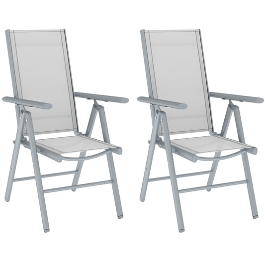 Photo of Outsunny Set of Two Aluminium Folding Chairs  - Light Grey in Grey colour on a white background