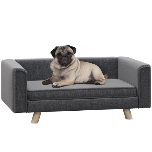 Photo of PawHut Elevated Dog Sofa Bed, with Cushion, for Medium and Small Dogs, Grey in Grey colour on a white background