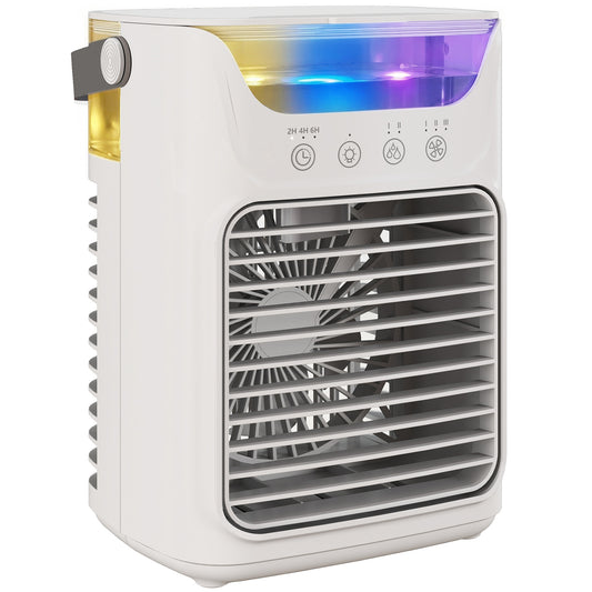 Photo of HOMCOM Air Cooler with Adjustable Head, Portable Air Conditioner with 3 Wind Speed, 2 Cool Mist, RGB Light, Grey in Grey colour on a white background