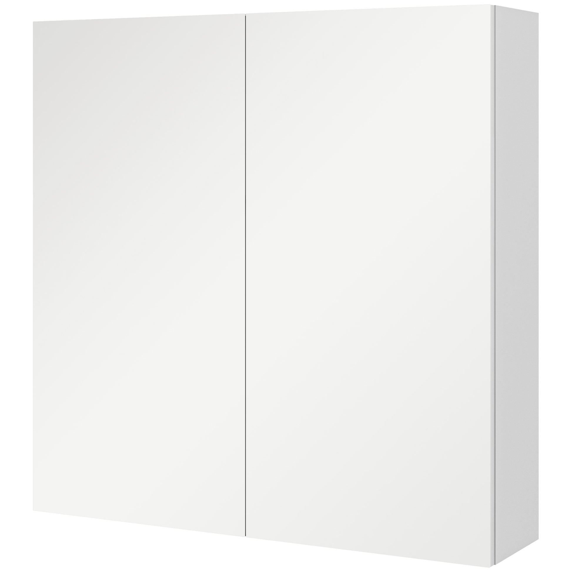 Photo of kleankin Bathroom Mirror Cabinet, Wall Mounted Bathroom Storage Cupboard with Adjustable Shelf, 60W x 15D x 60Hcm, High Gloss White in White colour on a white background