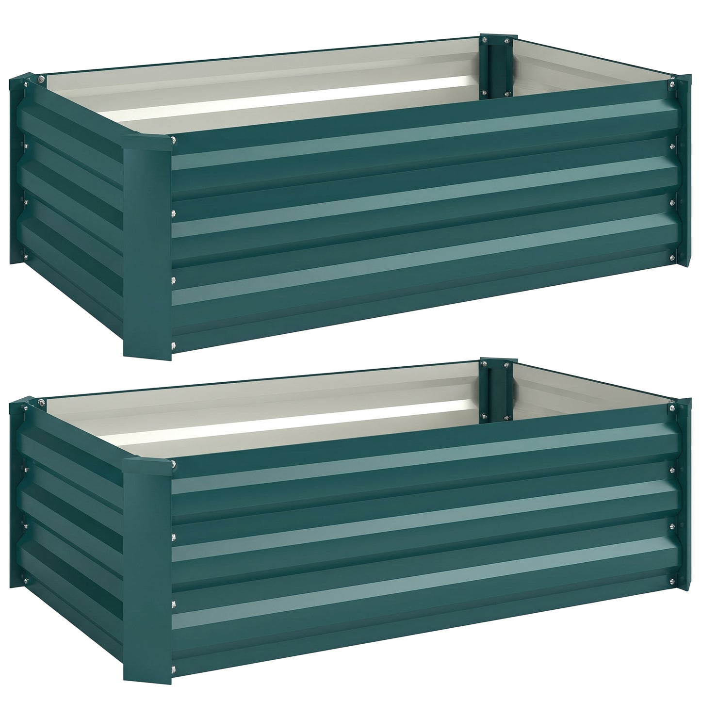 Photo of Outsunny Set of Two 100 x 60cm Steel Planter Boxes -Green in -Green colour on a white background