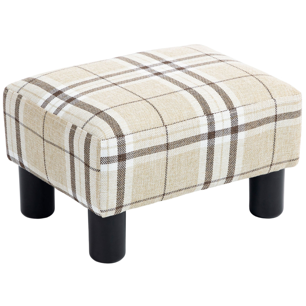 Photo of HOMCOM Linen Fabric Footstool Ottoman Cube with 4 Plastic Legs, Multi-colored in Multi-colored colour on a white background