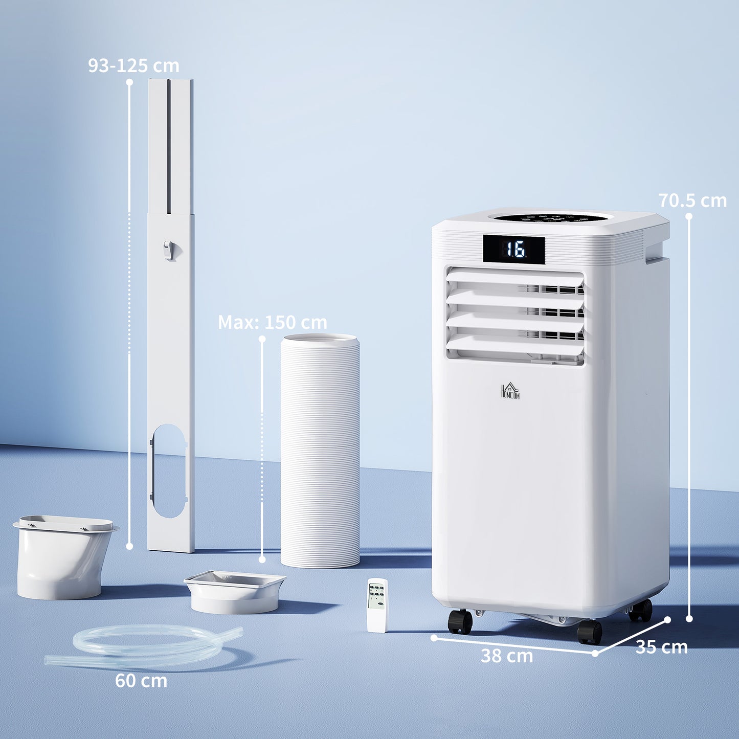 HOMCOM 10000 BTU Air Conditioning Unit, 3-in-1 Portable Air Conditioner, Dehumidifier, Cooling Fan with Remote Control, Digital Display, 2 Speeds, 24H Timer, Window Venting Kit, 22m²