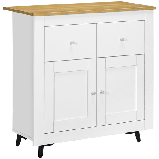 Photo of HOMCOM Sideboard Storage Cabinet, Modern Kitchen Cupboard with Double Doors and Drawers for Dining Room, Living Room and Entryway, White in White colour on a white background