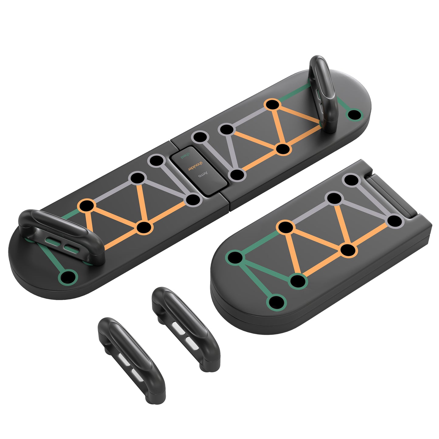 Photo of SPORTNOW Foldable Push Push Up Board with Non-Slip Pads, for Chest, Arms, Shoulders, Black in Black colour on a white background