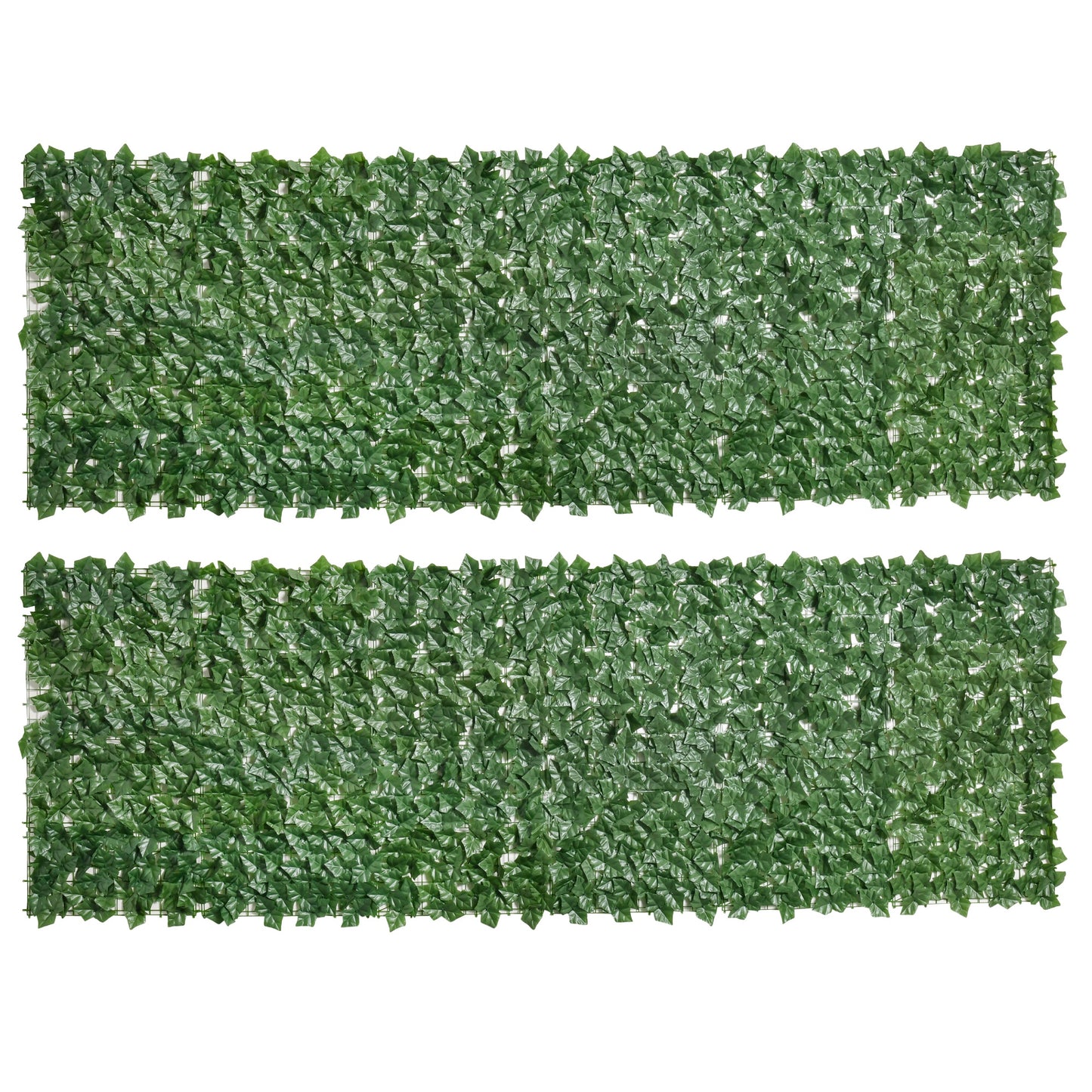 Photo of Outsunny 2-Piece Artificial Leaf Hedge Screen Privacy Fence Panel for Garden Outdoor Indoor Decor, Dark Green, 3M x 1M in 1M colour on a white background