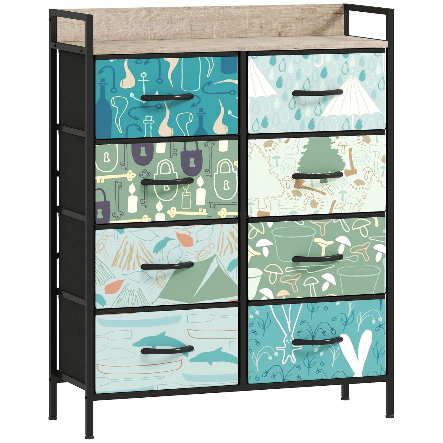 Photo of HOMCOM 8-Drawer Chest of Drawers - Blue in Blue colour on a white background