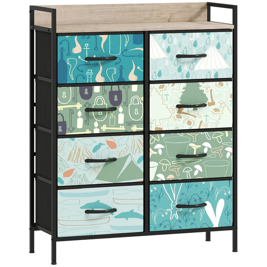 Photo of HOMCOM 8-Drawer Chest of Drawers - Blue in Blue colour on a white background