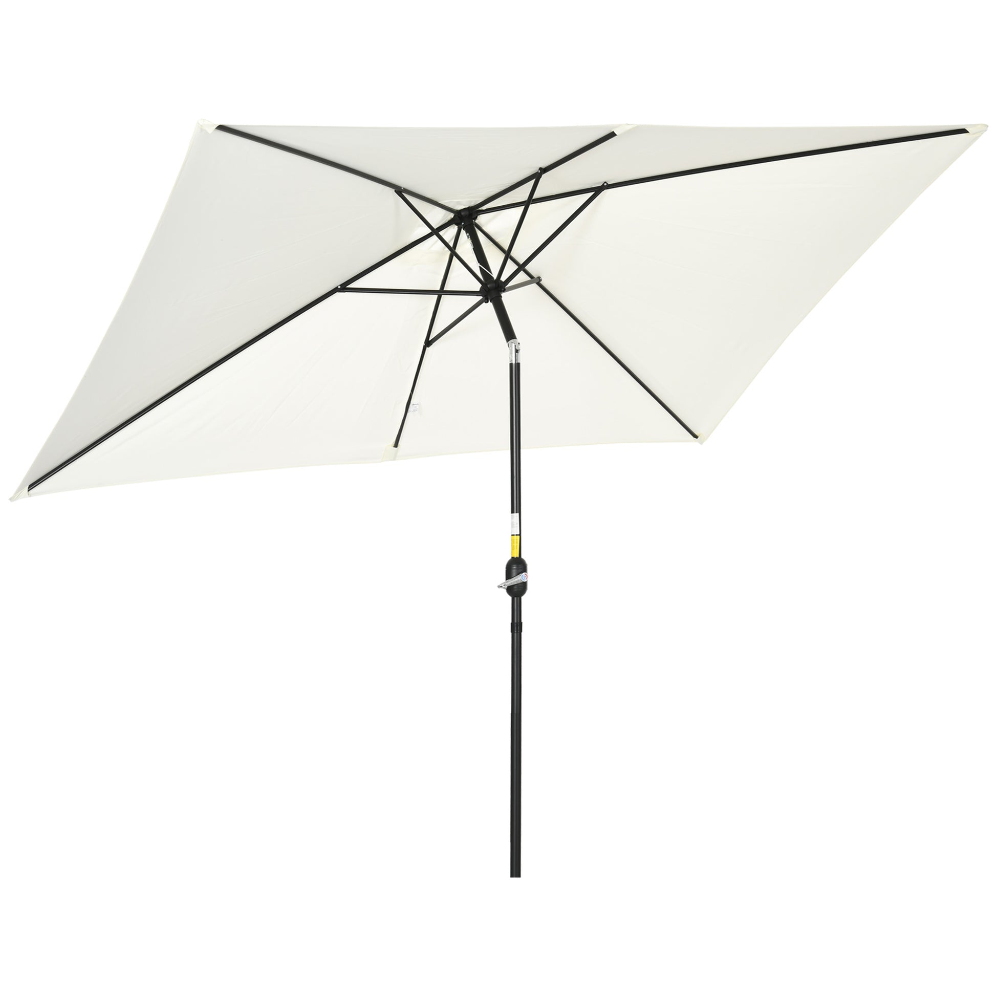 Photo of Outsunny 3x2m Garden Parasol Umbrella with Aluminium Pole, Tilt and Crank, Rectangular Outdoor Table Parasol Sun Shade for Patio, Cream White in White colour on a white background