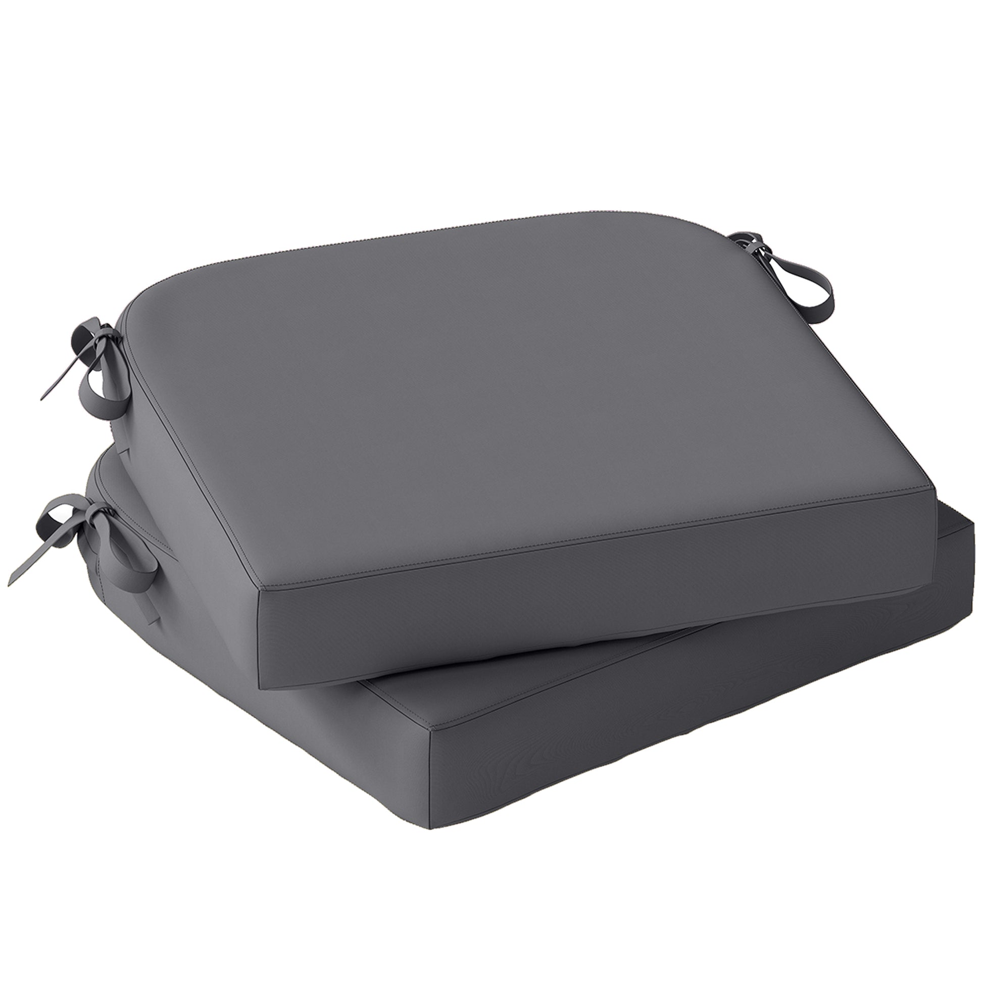 Photo of Outsunny Outdoor Chair Seat Cushions Set of 2, Garden Chair Cushions with 7cm Thick Foam & Ties, Dark Grey in Grey colour on a white background