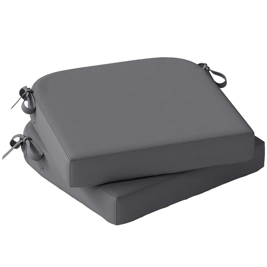 Photo of Outsunny Outdoor Chair Seat Cushions Set of 2, Garden Chair Cushions with 7cm Thick Foam & Ties, Dark Grey in Grey colour on a white background