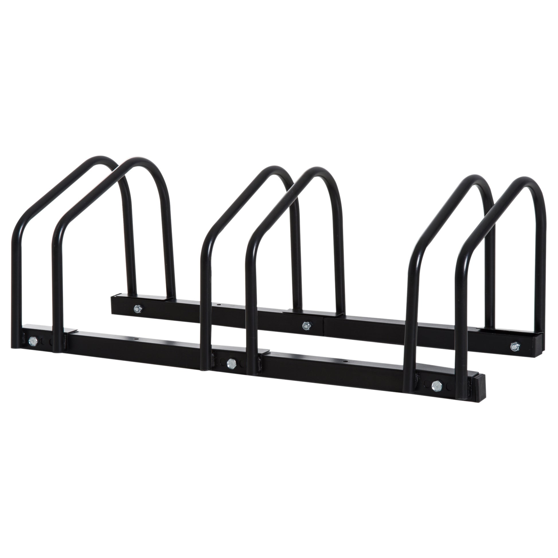 Photo of HOMCOM Bike Stand Parking Rack Floor or Wall Mount Bicycle Cycle Storage Locking Stand (3 Racks, Black) in Black) colour on a white background