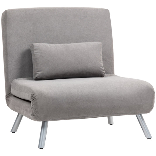 Photo of HOMCOM Single Snow Flannel Chair Bed - Grey in Grey colour on a white background