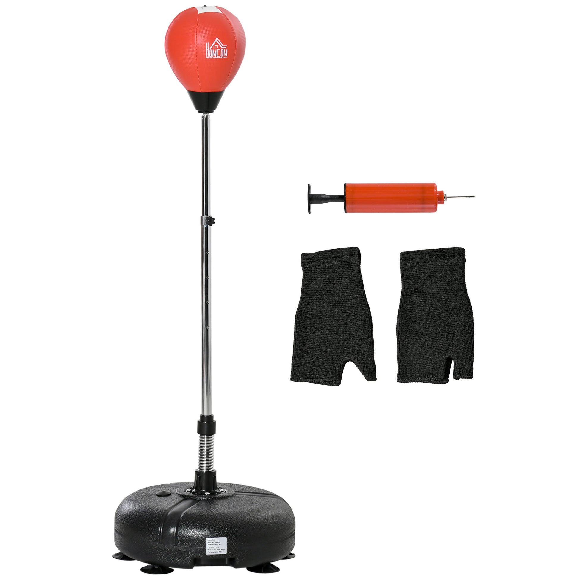 Photo of HOMCOM Punching Bag with Stand, 133-151cm Adjustable Height, for Teens, Red/Black in Red/Black colour on a white background