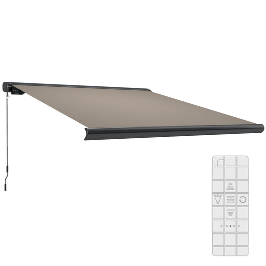 Photo of Outsunny 3 x 2.5 m Electric Awning with Remote Controller, Aluminium Frame DIY Retractable Awning, UV50+ Sun Shade Canopy for Garden Patio Deck Door Window, Light Grey in Grey colour on a white background