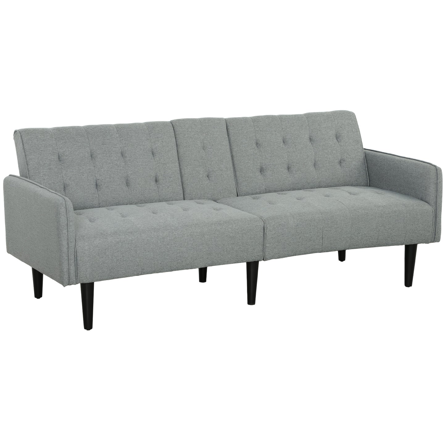 Photo of HOMCOM Three-Seater Sofa Bed, with Cupholders - Light Grey in Grey colour on a white background