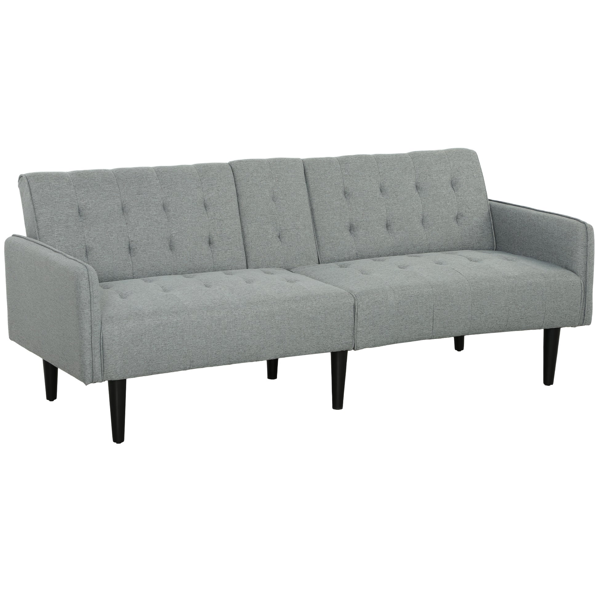 Photo of HOMCOM Three-Seater Sofa Bed, with Cupholders - Light Grey in Grey colour on a white background