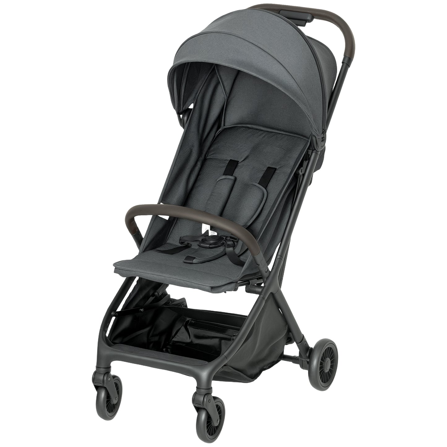 Photo of AIYAPLAY Foldable Baby Stroller with Adjustable Seat, 5-Point Harness, Canopy, Basket, 6.3kg Lightweight & Compact, Dark Grey in Grey colour on a white background
