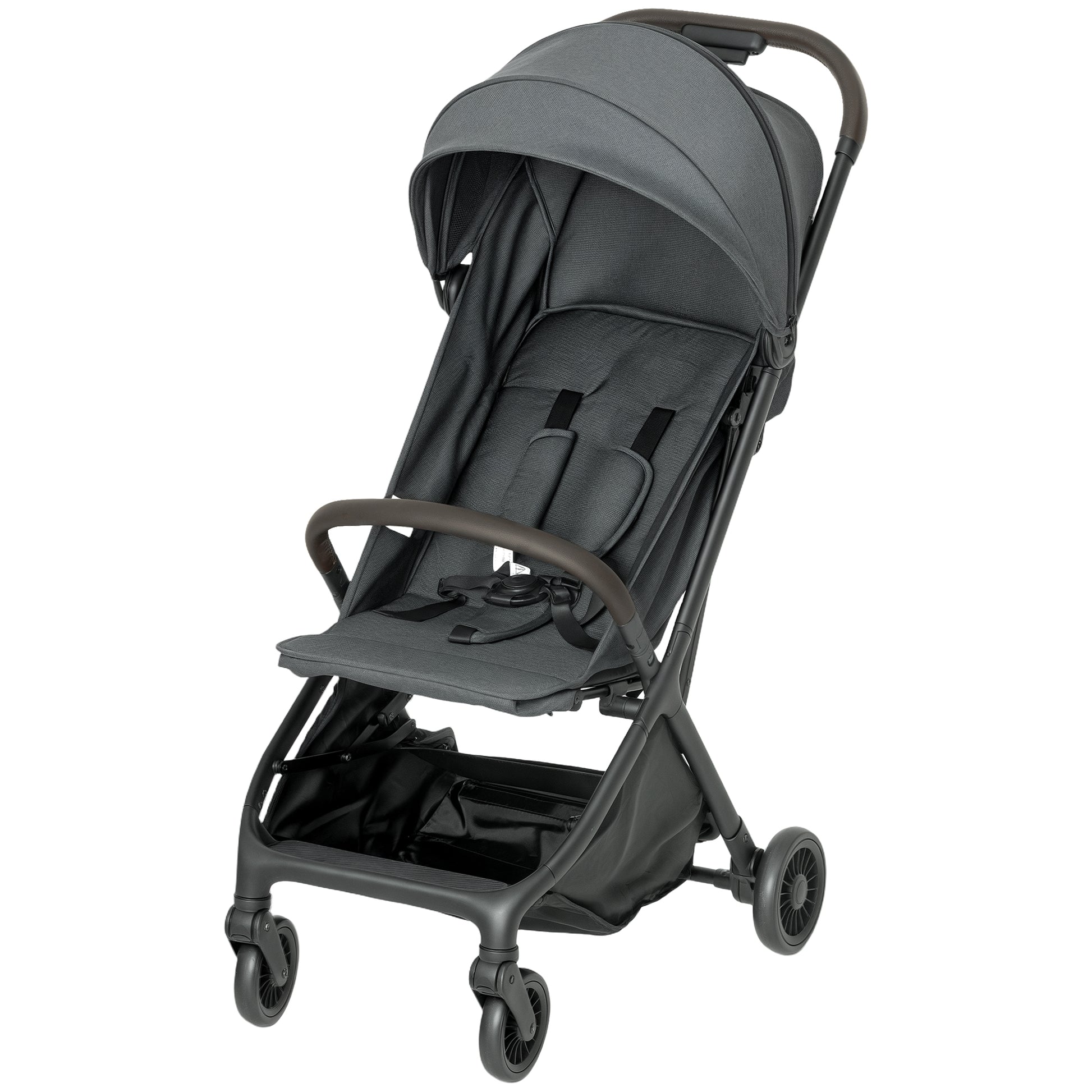 Photo of AIYAPLAY Foldable Baby Stroller with Adjustable Seat, 5-Point Harness, Canopy, Basket, 6.3kg Lightweight & Compact, Dark Grey in Grey colour on a white background