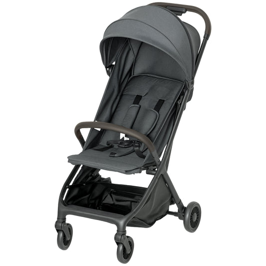 Photo of AIYAPLAY Foldable Baby Stroller with Adjustable Seat, 5-Point Harness, Canopy, Basket, 6.3kg Lightweight & Compact, Dark Grey in Grey colour on a white background