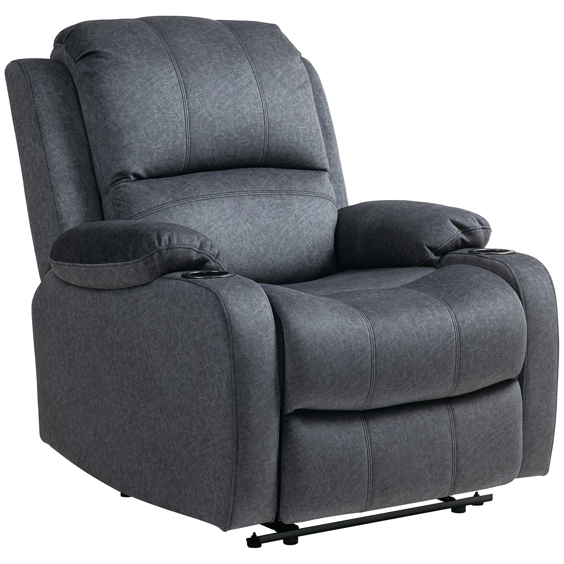 Photo of HOMCOM Microfibre Manual Reclining Armchair, with Footrest - Black in Black colour on a white background