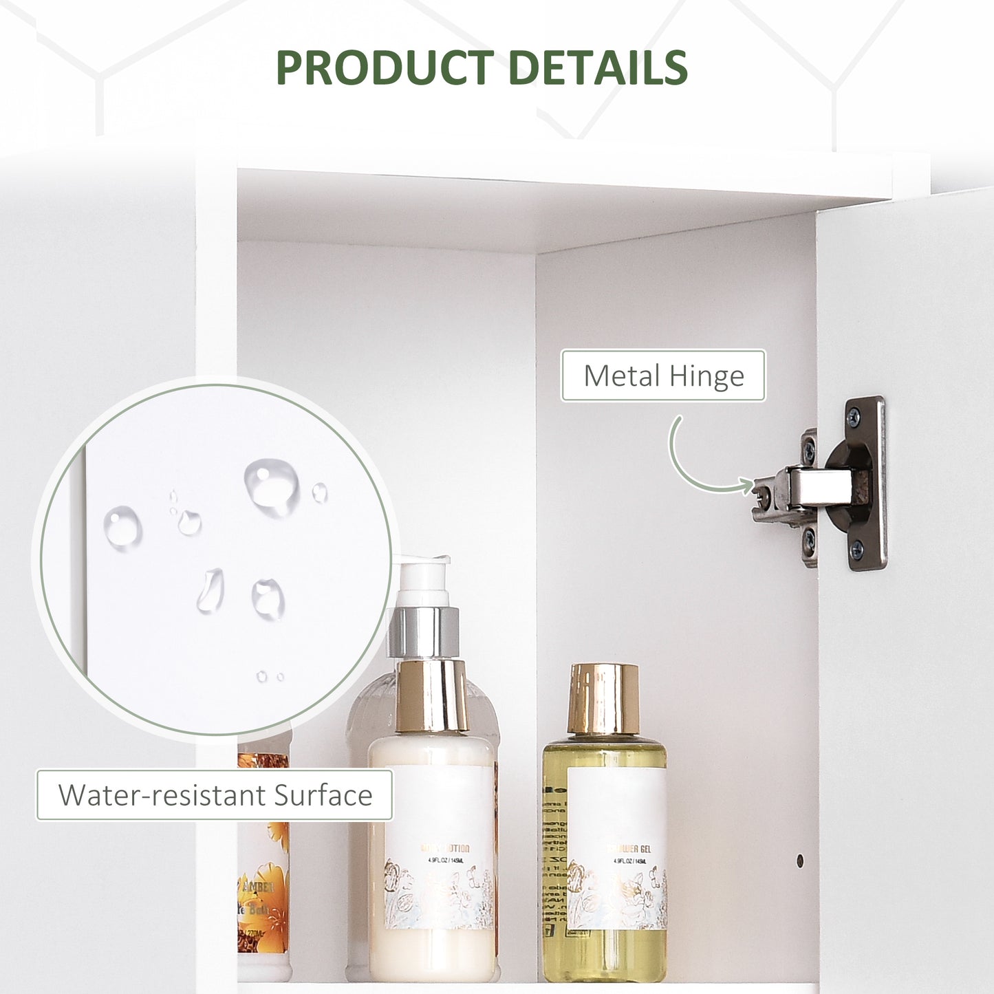 HOMCOM Tall Bathroom Storage Cabinet with Three-position Adjustable Shelves For Neutral Style, Hallway White