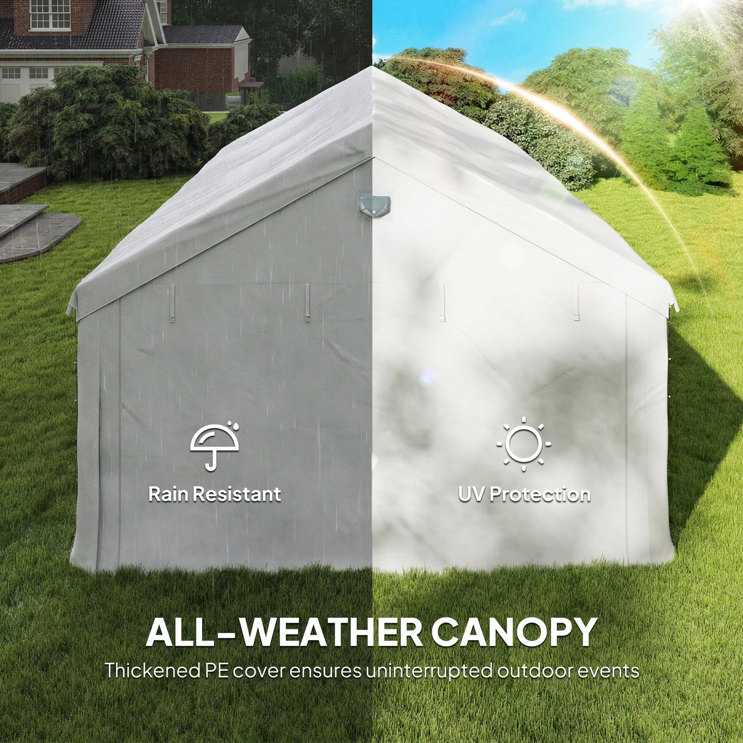 Outsunny 6 x 4 m Party Tent, Heavy Duty Gazebo Canopy with Windows, Outdoor Party Wedding Tent with 4 Removable Sidewalls