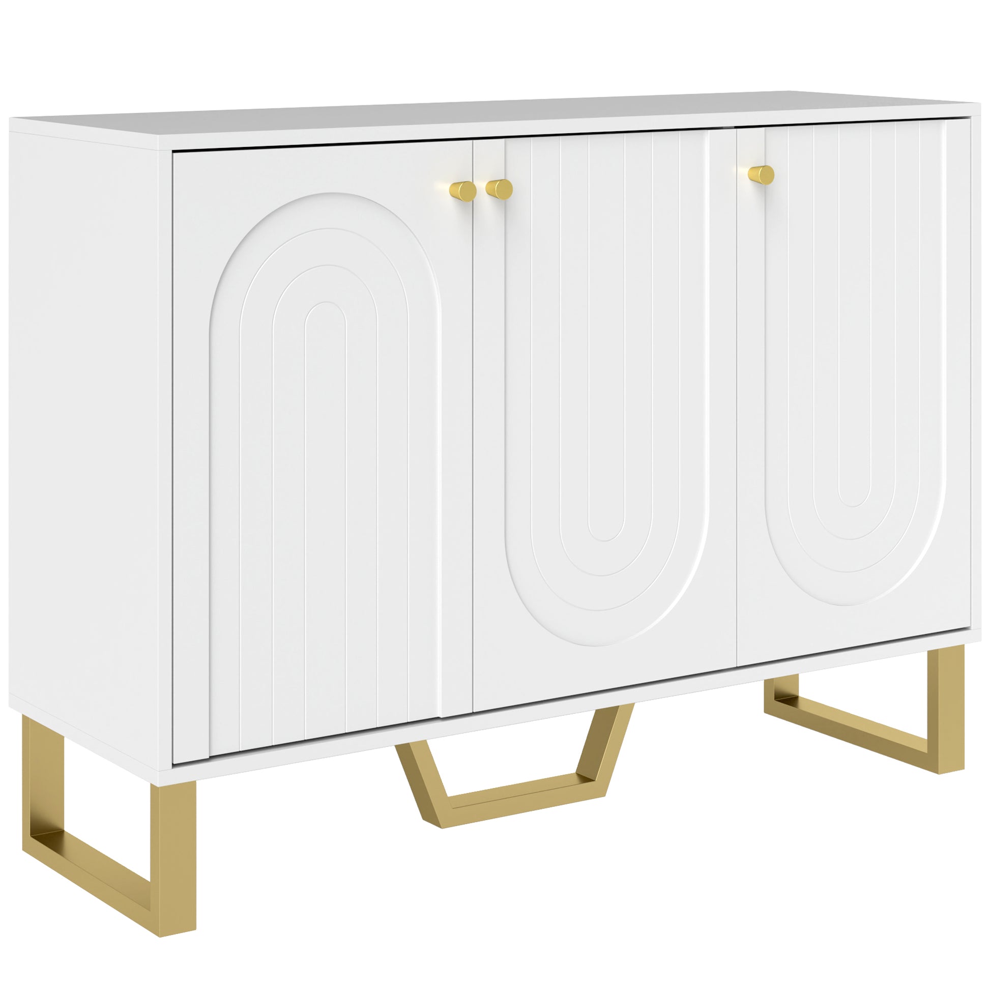 Photo of HOMCOM 3-Door Sideboard Storage Cabinet - White in White colour on a white background