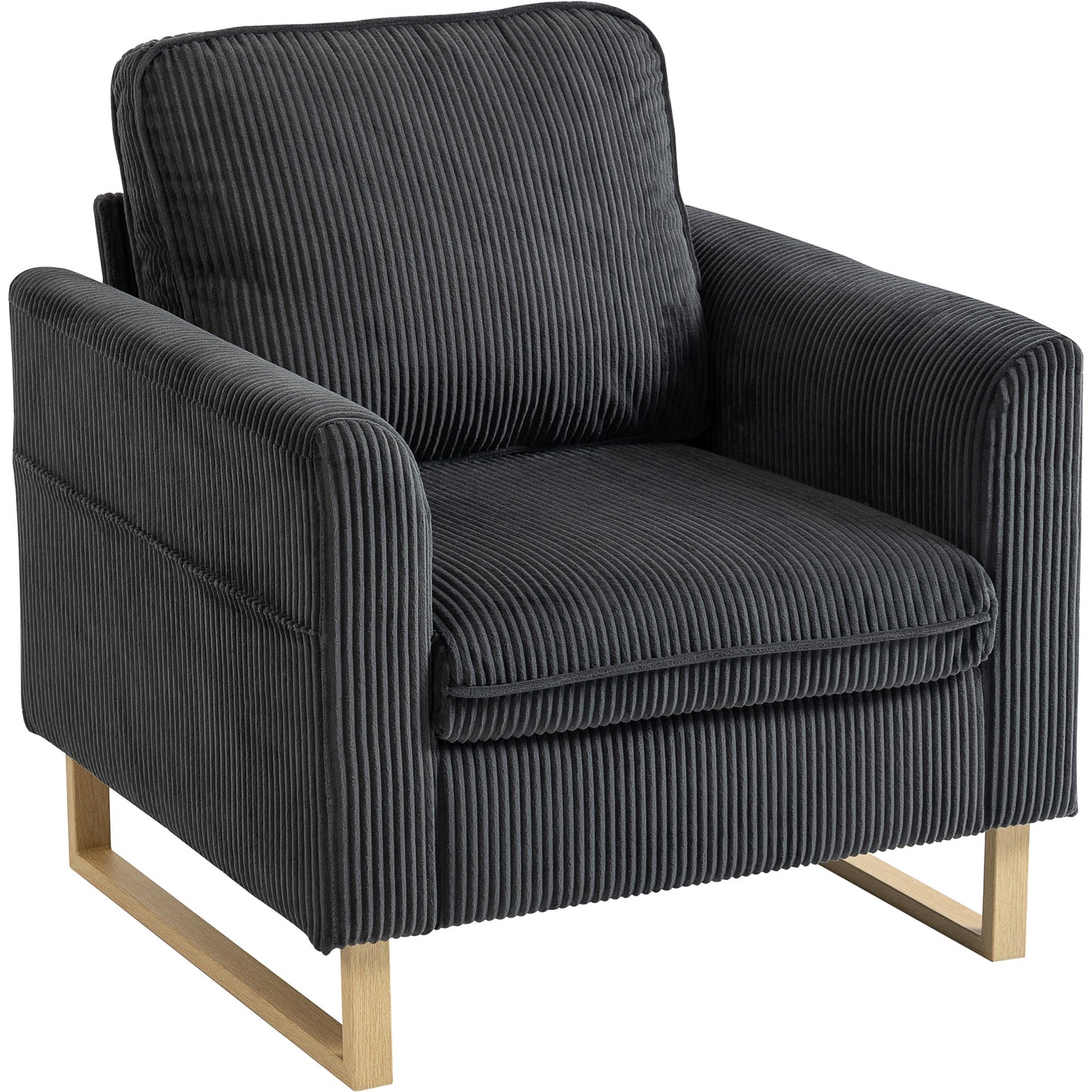 Photo of HOMCOM Accent Chair with Pocket Spring, Modern Industrial Armchair with Metal Legs for Livingroom Dark Grey in Grey colour on a white background