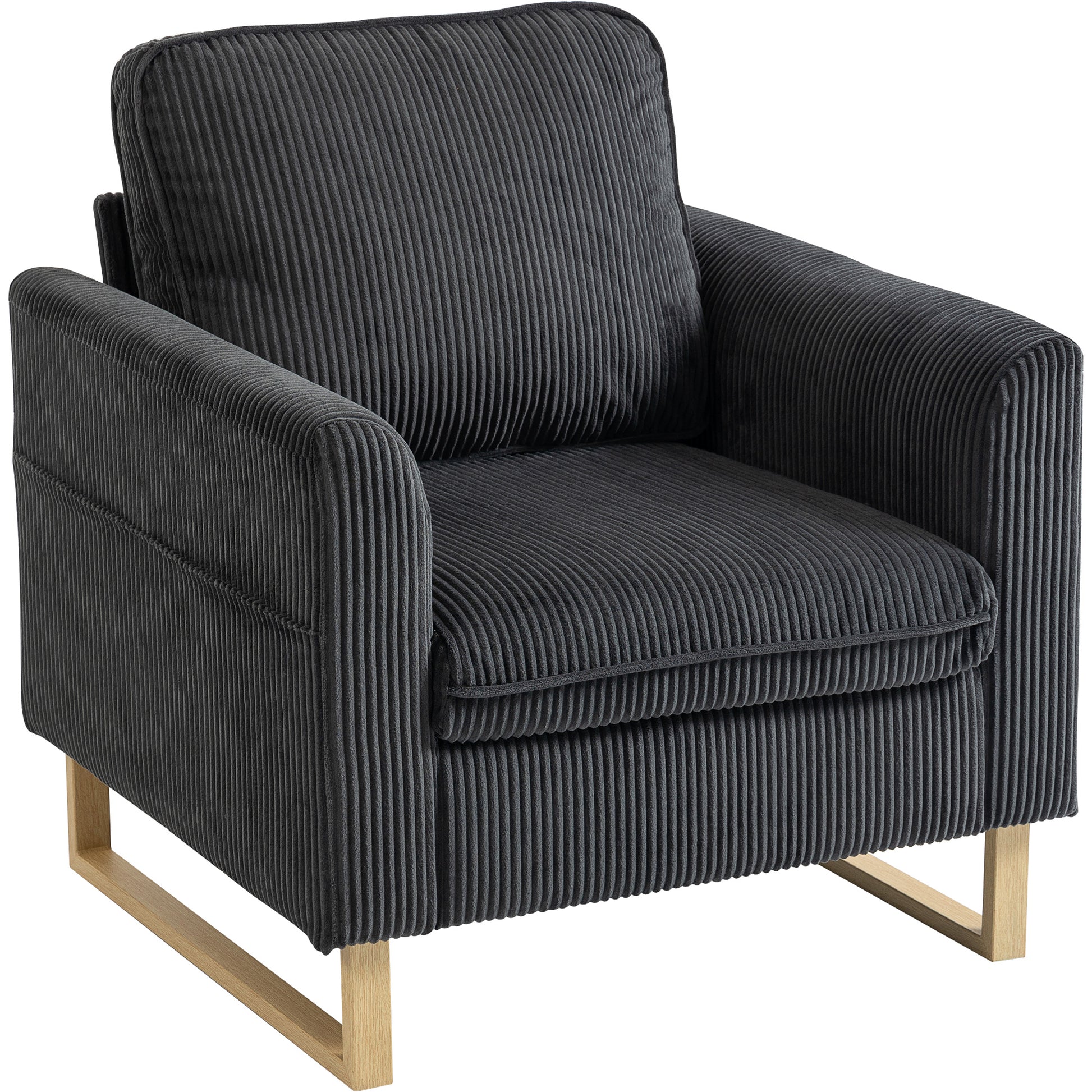 Photo of HOMCOM Accent Chair with Pocket Spring, Modern Industrial Armchair with Metal Legs for Livingroom Dark Grey in Grey colour on a white background