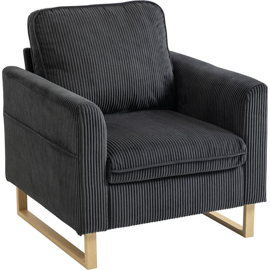 Photo of HOMCOM Accent Chair with Pocket Spring, Modern Industrial Armchair with Metal Legs for Livingroom Dark Grey in Grey colour on a white background