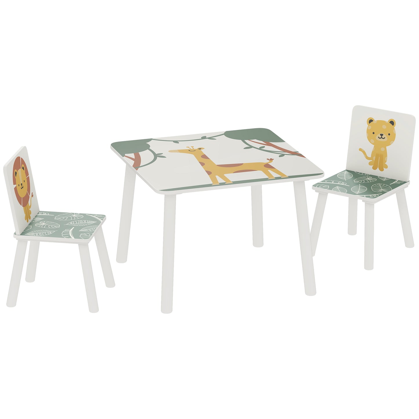 Photo of AIYAPLAY 3-Piece Toddler Table and Chair Set, Kids Table with 2 Chairs Set for Bedroom, Nursery, Playroom, Green in Green colour on a white background