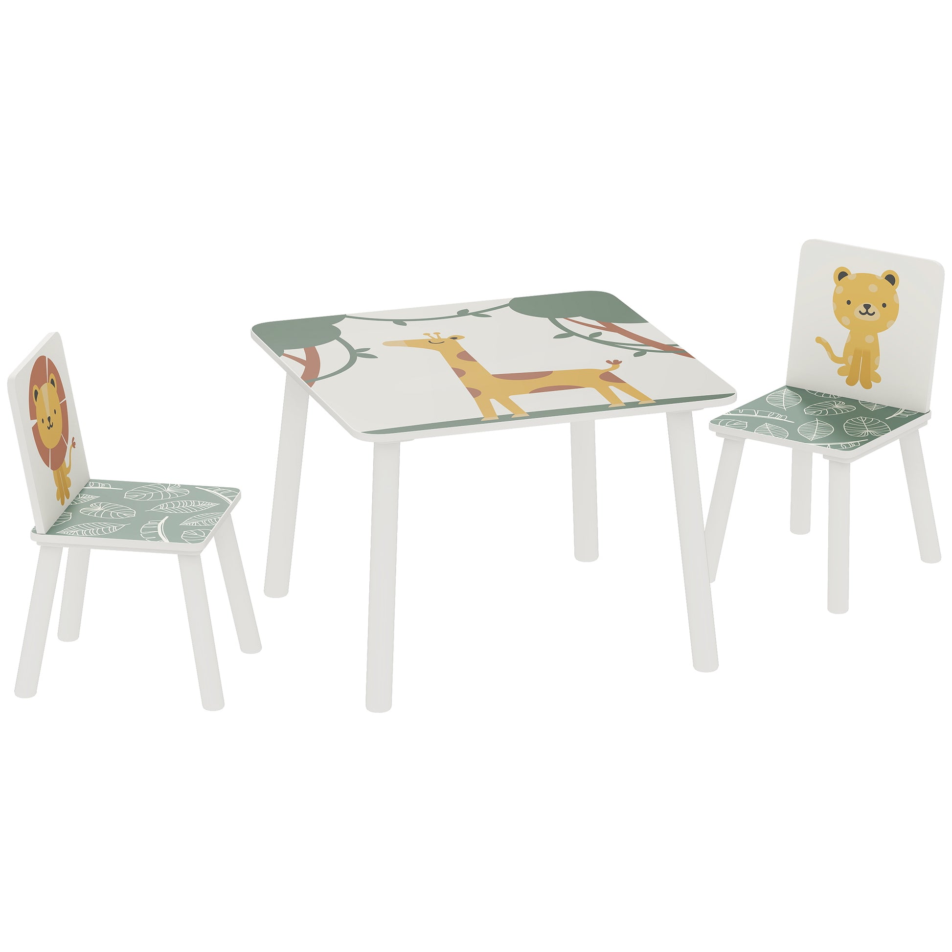 Photo of AIYAPLAY 3-Piece Toddler Table and Chair Set, Kids Table with 2 Chairs Set for Bedroom, Nursery, Playroom, Green in Green colour on a white background