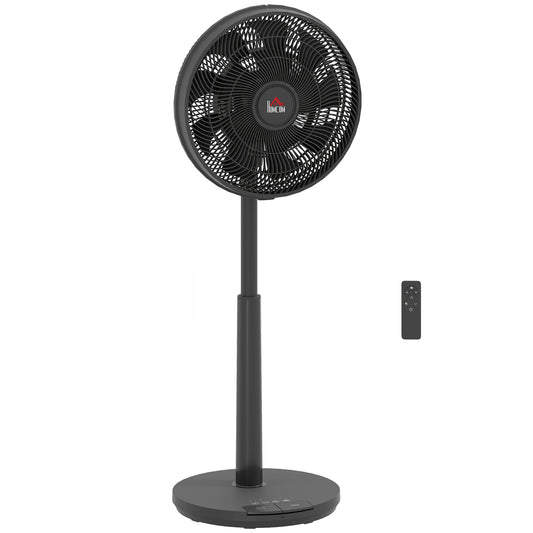 Photo of HOMCOM Pedestal Fan with Oscillating, Tilt, Adjustable Height, Black in Black colour on a white background