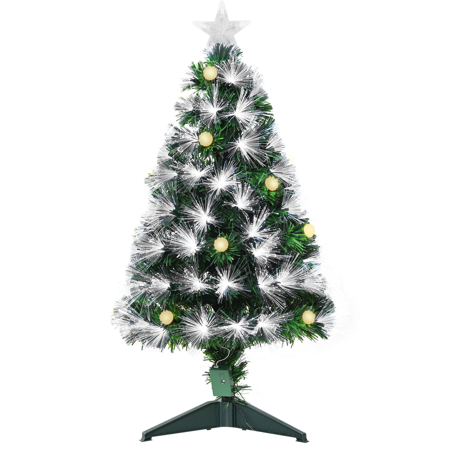 Photo of HOMCOM 3ft White Light Artificial Christmas Tree w/ 90 LEDs Star Topper Tri-Base Full Bodied Seasonal Decoration Pre-Lit Home in Home colour on a white background